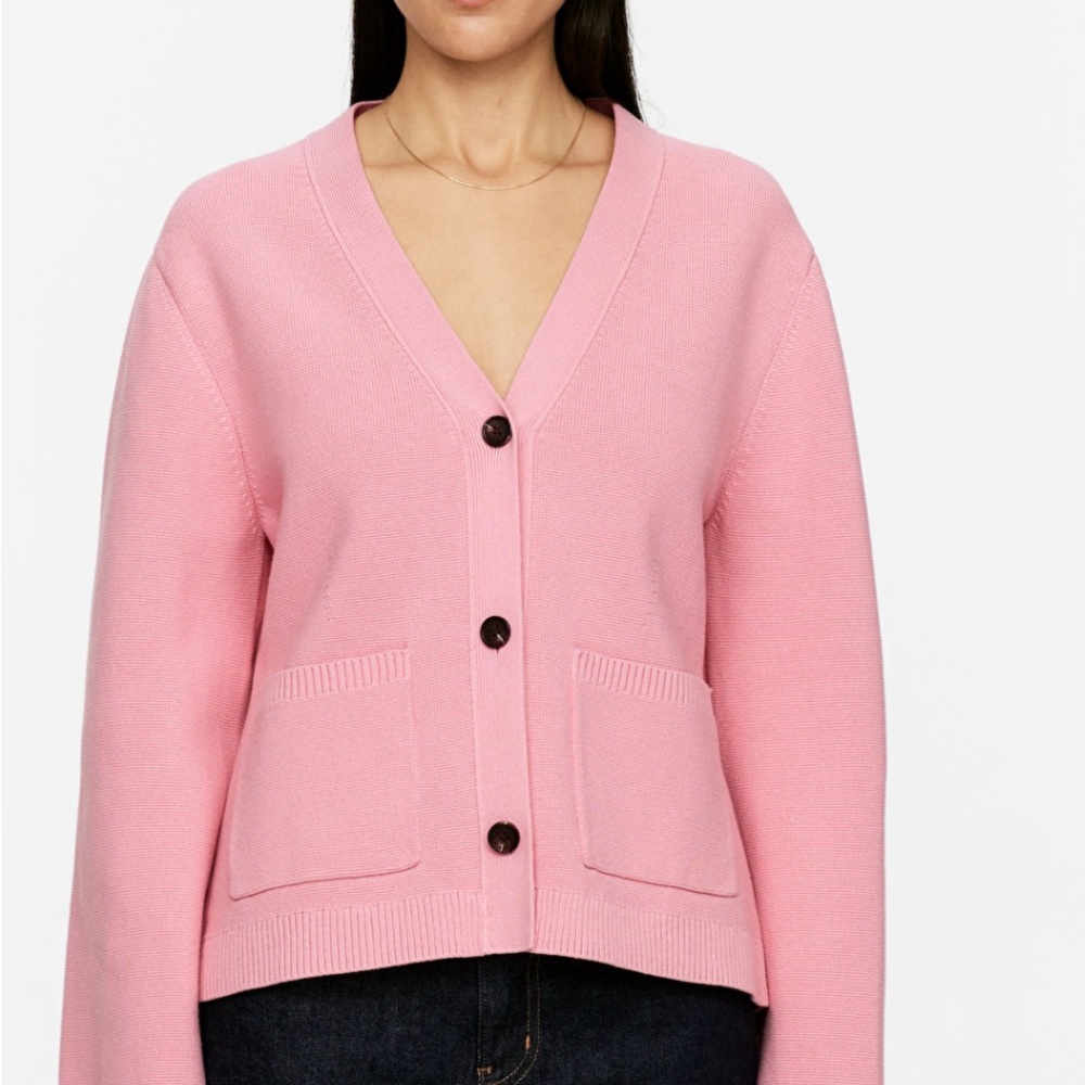 Arket Pink Cardigan Sweater V-Neck Oversized